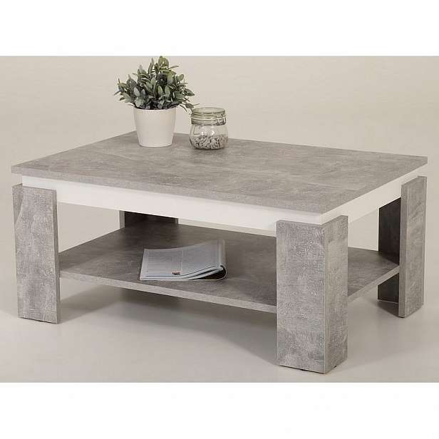 Konferenční stolek Tim 2, šedý beton/bílá