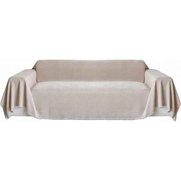Ochranný přehoz na pohovku 180 × 230 cm khaki, šenilová barva, s třásněmi