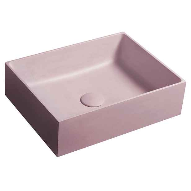 Sapho FORMIGO betonové umyvadlo na desku, 47,5x36,5cm, růžová mat