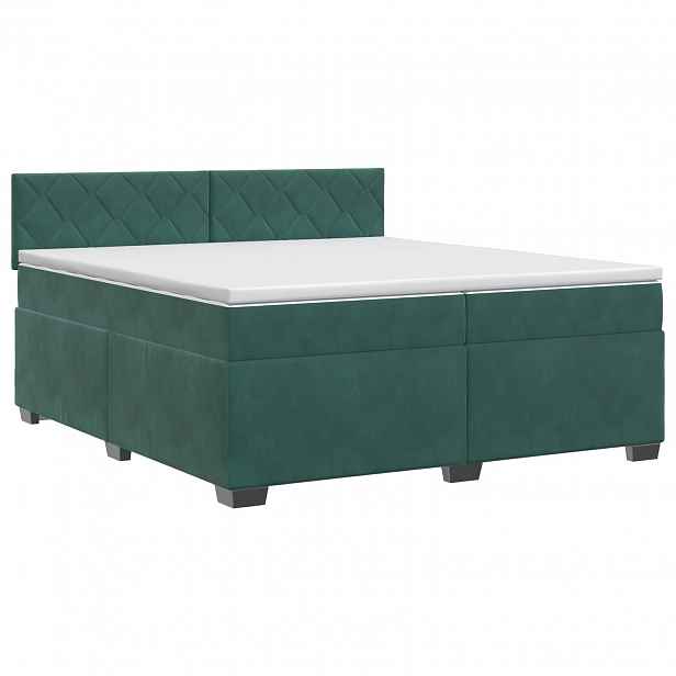 vidaXL Postel boxspring s matrací Tmavě zelená 200 x 200 cm Samet