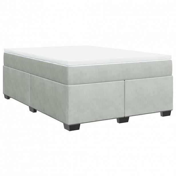 vidaXL Box spring postel s matrací světle šedá 140x200 cm samet