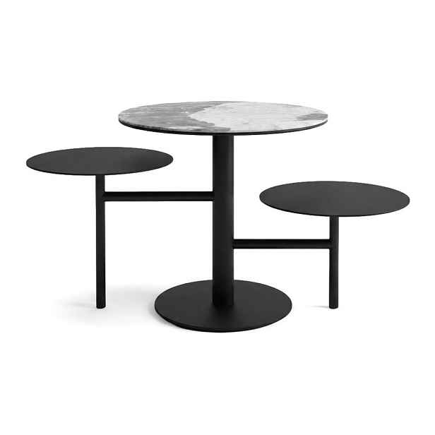 Černý kulatý konferenční stolek s keramickou deskou 10,5x60 cm Lucca – Marckeric