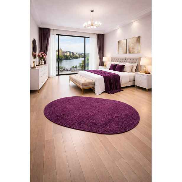 Kusový koberec Eton fialový ovál, 50x80, fialová, ložnice, Vopi