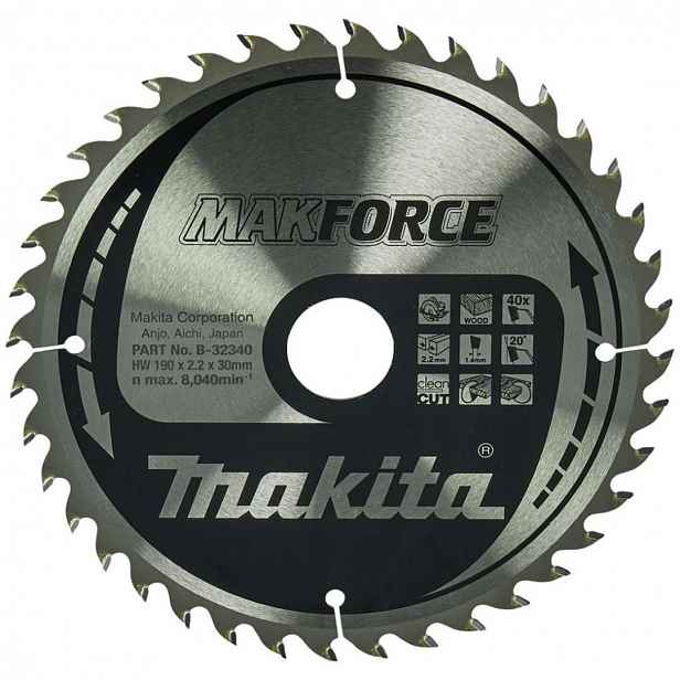 Makita - Pilový kotouč na dřevo, 190x30 mm, 40 zubů B-32340