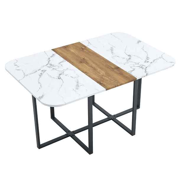 Modfu JÍDELNÍ stůl z MDF v barvě přírodního 153x100x79 cm dřeva se 6 židlemi, se snadnou údržbou