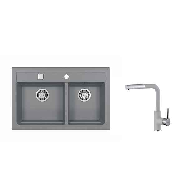 SET ALVEUS ATROX 50/81+ BATERIE SIROS 81 - obdélníkový beton granitový dvoudřez 790x500x200 mm v setu s baterií