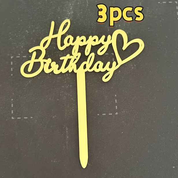 TEMU 3 ks Nové akrylové dekorace na dort k narozeninám – Perfektní dotek pro váš dort na párty a dezertní stůl! Písmena Happy Birthday na dort,