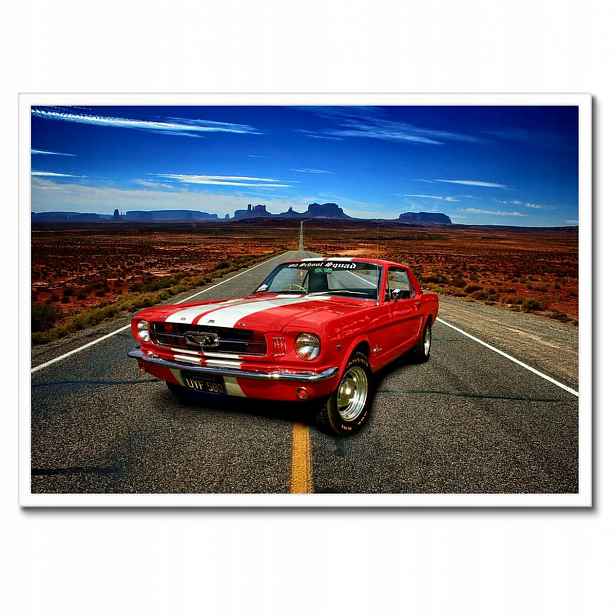 Plakáty v rámu 70x50 Červený Ford Mustang Usa