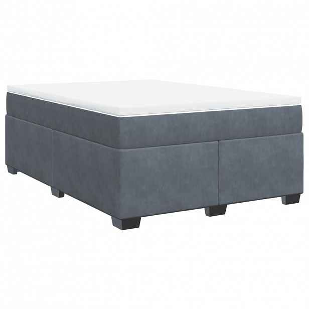vidaXL Box spring postel s matrací tmavě šedá 140x200 cm samet