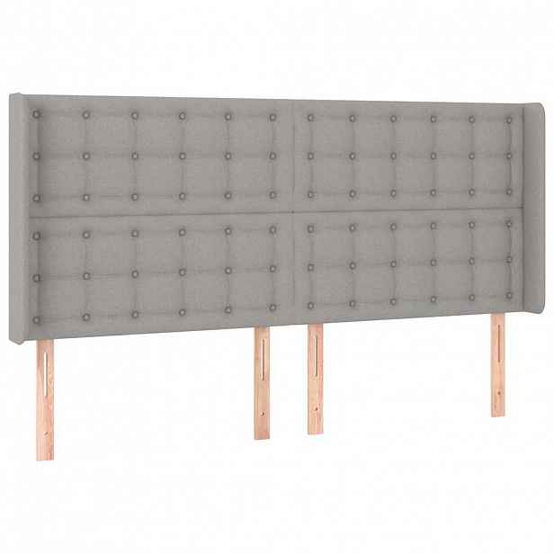 vidaXL Čelo postele typu ušák světle šedé 203x16x118/128 cm textil