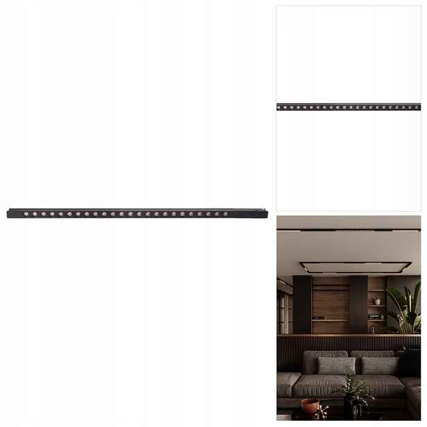 Černá kolejnicová lampa Magnetic Lin s rozptýleným leskem v ložnici MaxLight