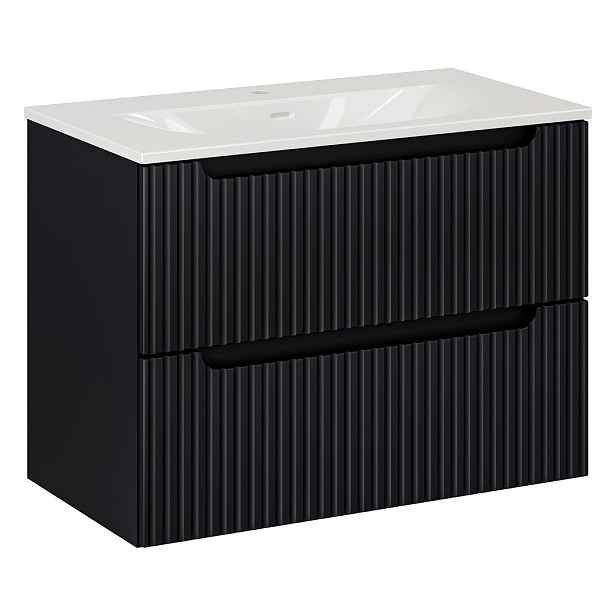 Comad Závěsná skříňka Nova Black Sky3 se zápustným umyvadlem 80 cm bílá/černá