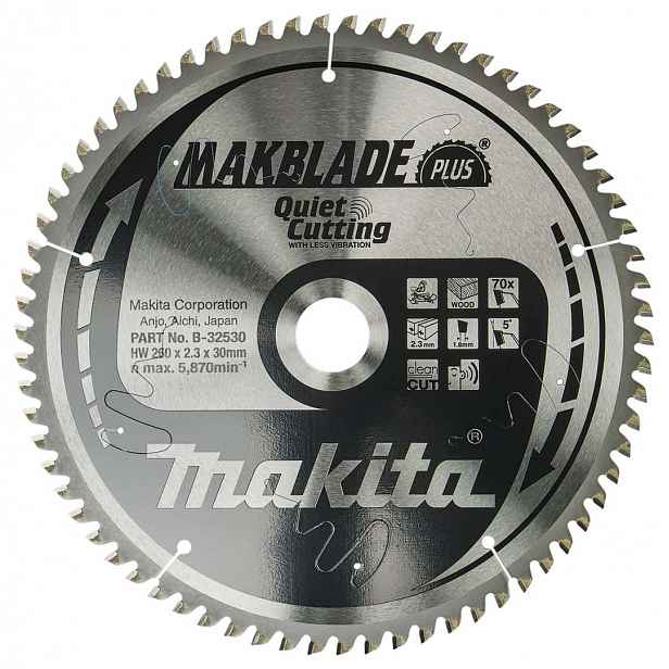 Makita - Pilový kotouč na dřevo, 260x30 mm, 70 zubů B-32530