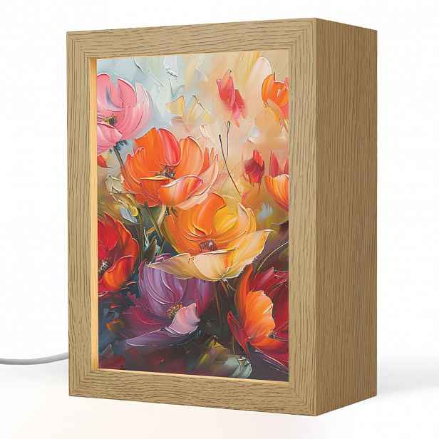 OnlyWow STOLNÍ LAMPA Květiny - barevné - malba - abstraktní - umění 15x20 cm