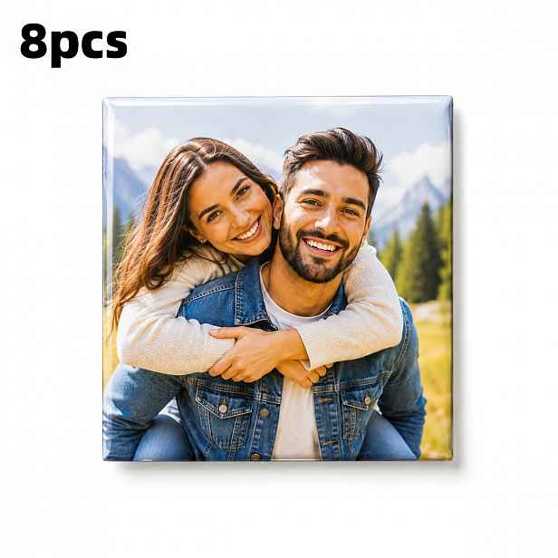 TEMU 8 ks/šablona Vlastní foto magnety na ledničku, 5X5 cm čtvercové magnetické nálepky, vhodné pro domácí dekoraci, dárky na párty, tento kreativní