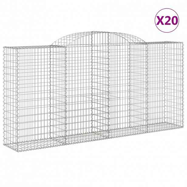 vidaXL Klenuté gabionové koše 20ks 300x50x140/160cm pozinkované železo