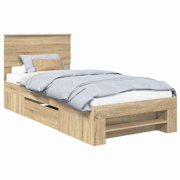 vidaXL Rám postele s čelo Sonoma dub 90 x 200 cm Kompozitní dřevo