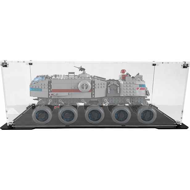 Vitrína s černou základnou pro stavebnici Lego 75413 Star Wars Tank republiky