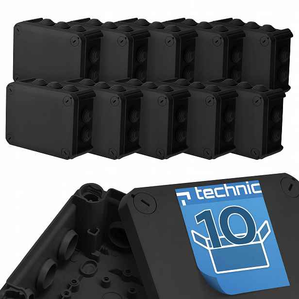 10x Edo Technic Hermetická dóza na omítku IP66 150x115х65 Černá