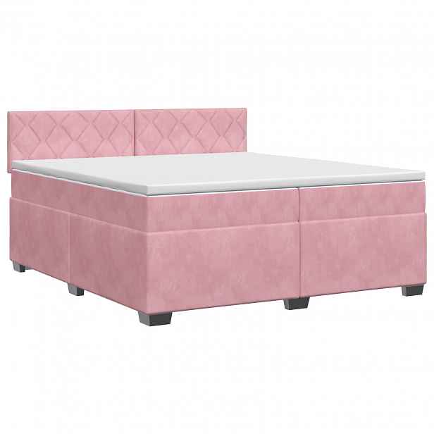 vidaXL Postel boxspring s matrací s čelo Růžová 200 x 200 cm Samet