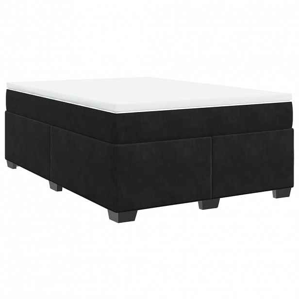 vidaXL Box spring postel s matrací černá 140x200 cm samet
