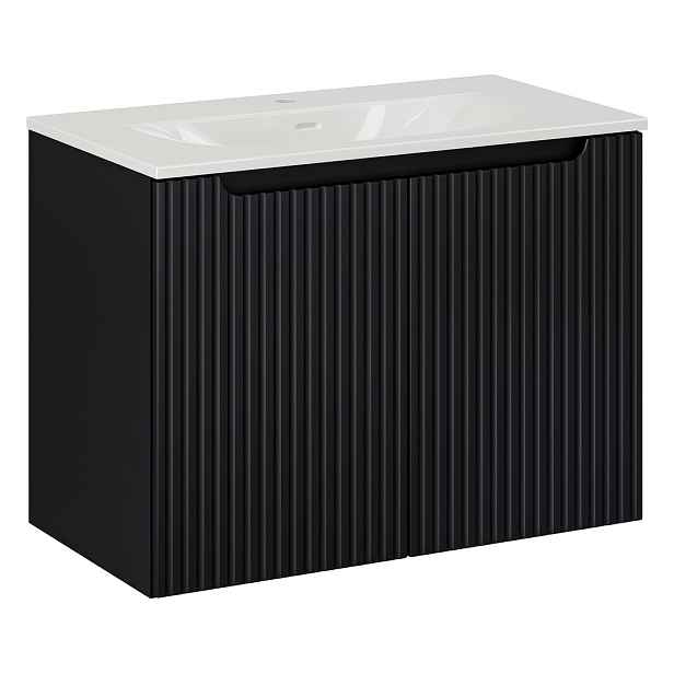 Comad Závěsná skříňka Nova Black Sky3 se zápustným umyvadlem 80 cm černá/bílá