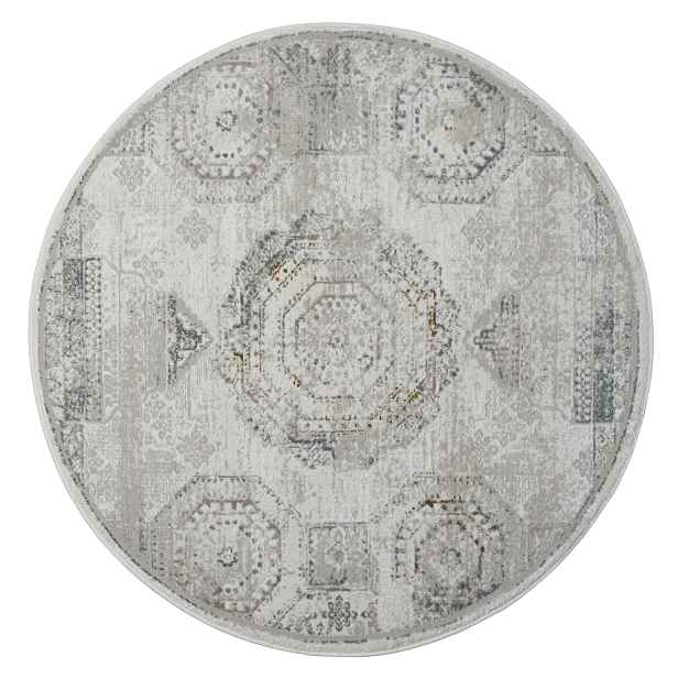 Kusový koberec My Kazak CA60042 creme kruh, 120x120 (průměr) kruh, šedá, chodba / předsíň, My Flair