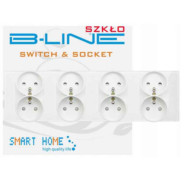 Skleněná Zásuvka Elektrická S Kolíkem Čtyřnásobné Sklo X4 B-line
