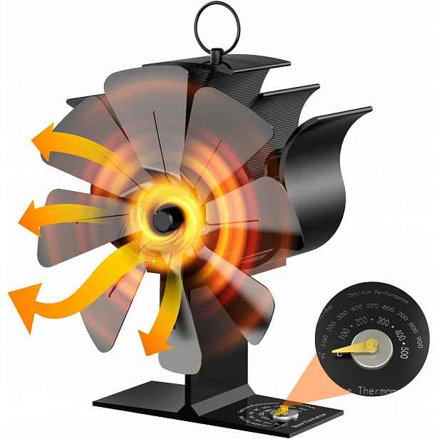 Termoelektrický Krbový Ventilátor Napájený Teplem, Tichý Ventilátor, Černý