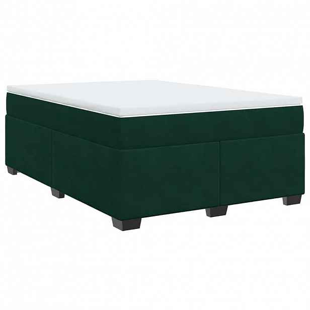 vidaXL Box spring postel s matrací tmavě zelená 140x200 cm samet