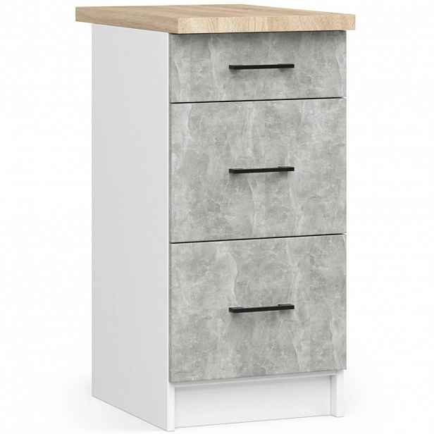 Dolní šuplíková skříňka 40 cm VERMINA - bílá / beton