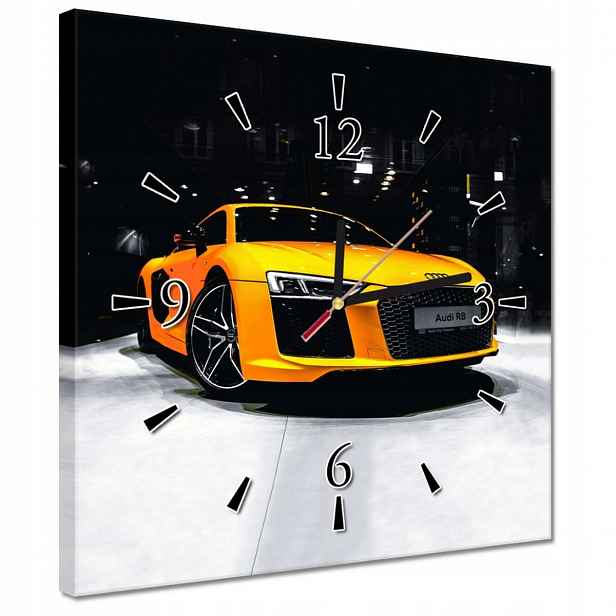 Hodiny 30x30 Žluté Audi R8