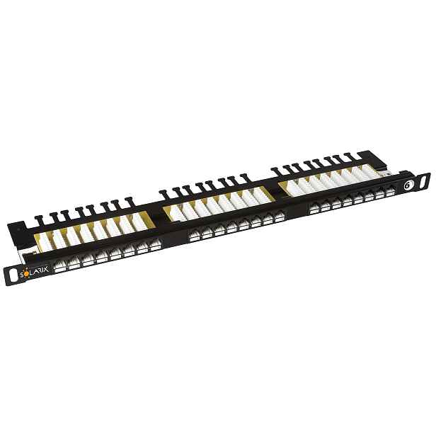 Patch panel 19" Solarix 24xRJ45 CAT6 UTP lišta 0,5U