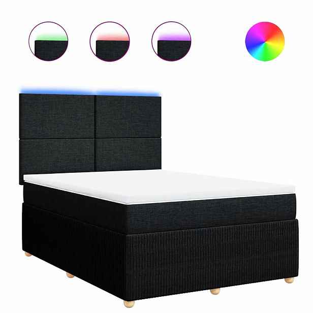 vidaXL Box spring postel s matrací černá 160x200 cm textil