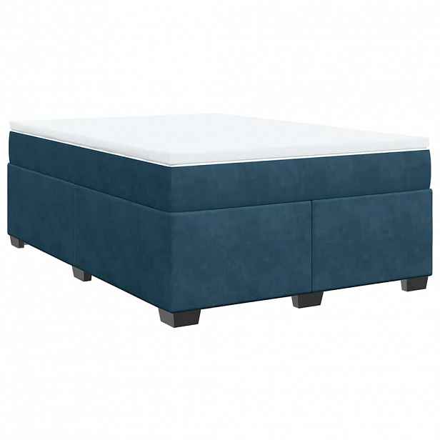 vidaXL Box spring postel s matrací tmavě modrá 140x200 cm samet
