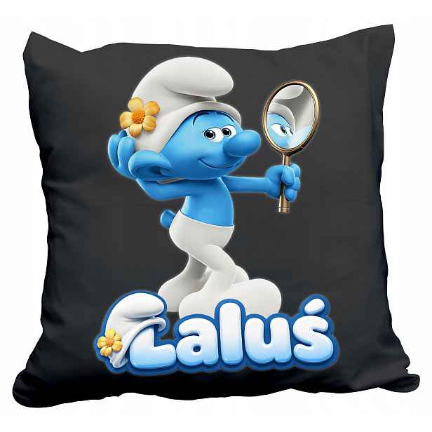 Polštář Černý The Smurfs Smerfy Laluś Dárek Dárek Jméno