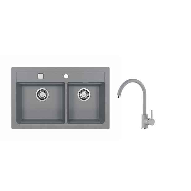 SET ALVEUS ATROX 50/81+ BATERIE ROXA 81 - obdélníkový beton granitový dvoudřez 790x500x200 mm v setu s baterií