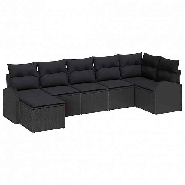 vidaXL Set pohovek 7 ks Černá polyratan