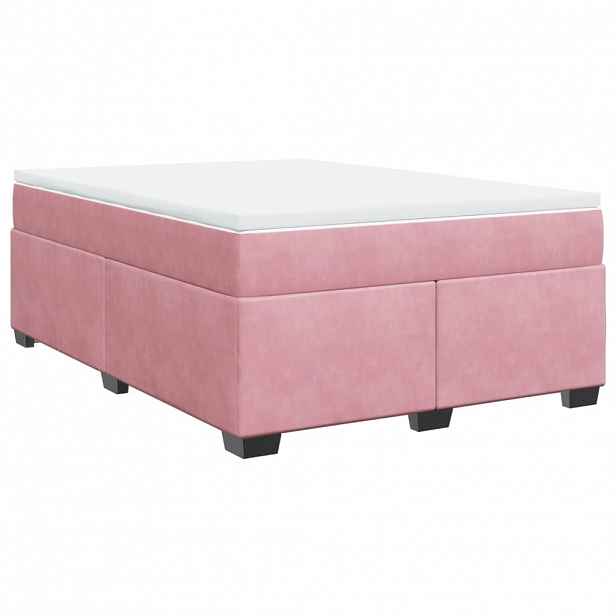 vidaXL Box spring postel s matrací růžová 140x200 cm samet