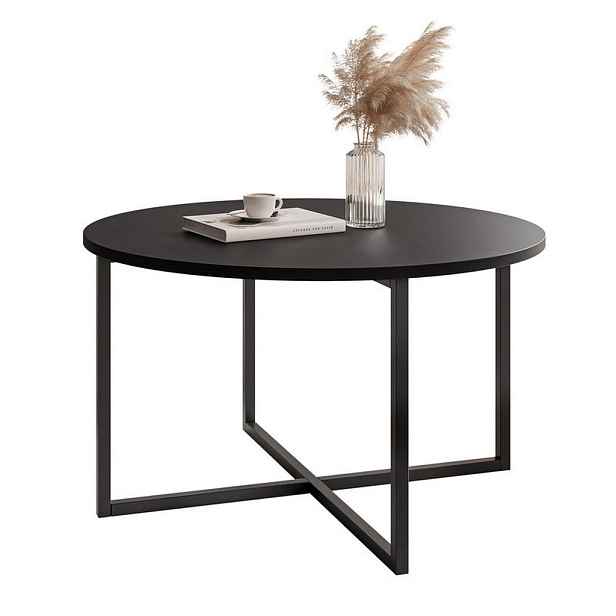 Idohome KONFERENČNÍ STOLEK BESARO 75/47 cm kulatý, černý