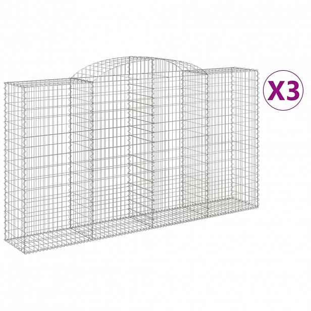 vidaXL Klenuté gabionové koše 3 ks 300x50x160/180cm pozinkované železo
