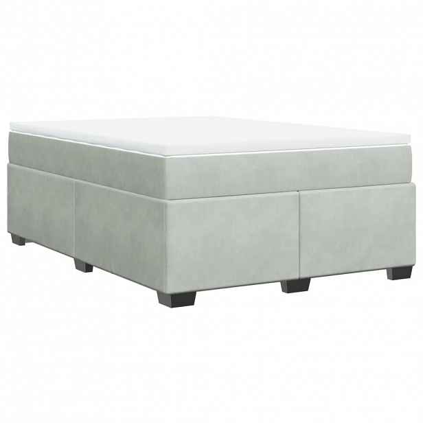 vidaXL Box spring postel s matrací světle šedá 160x200 cm samet