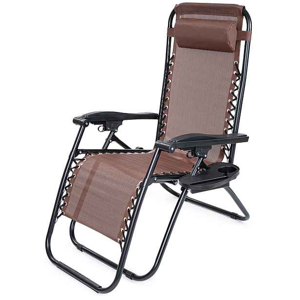 4Home Zahradní plážové polohovací křeslo Relax, hnědá