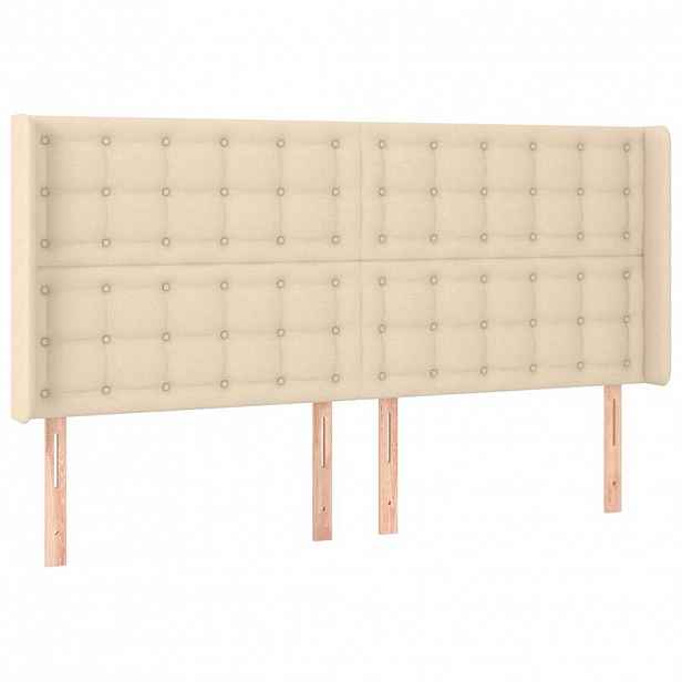 vidaXL Čelo postele typu ušák krémové 203x16x118/128 cm textil
