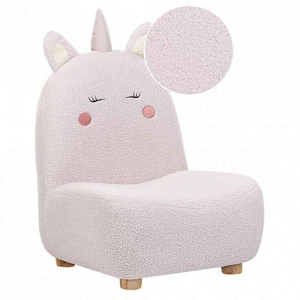 Beliani DĚTSKÉ KŘESLO Teddy-Optik pastelově růžové Tierform Einhorn Lulea