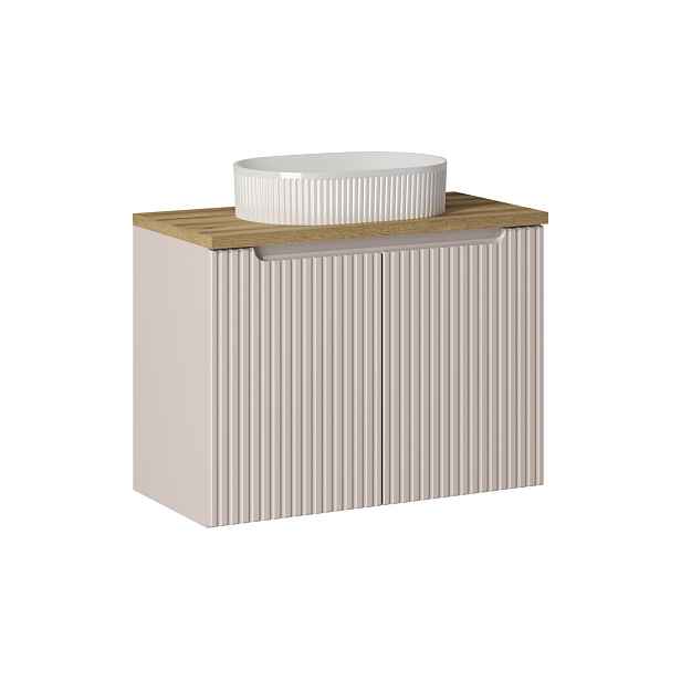 Comad Závěsná skříňka Nova Cashmere Beyond I s deskou a umyvadlem 80 cm kašmír/dub coast evoke