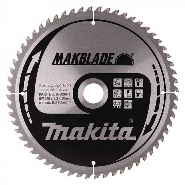 Makita - Pilový kotouč na dřevo, 260x30 mm, 60 zubů B-32801
