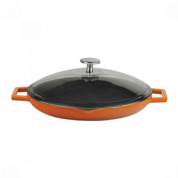 Pánev s poklicí, 26 cm, řada "Glaze", oranžová barva - značka LAVA