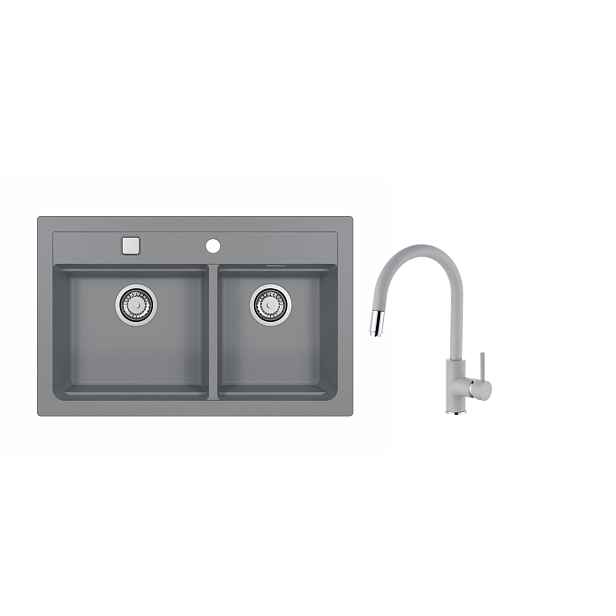 SET ALVEUS ATROX 50/81+ BATERIE DELOS 81 - obdélníkový beton granitový dvoudřez 790x500x200 mm v setu s baterií