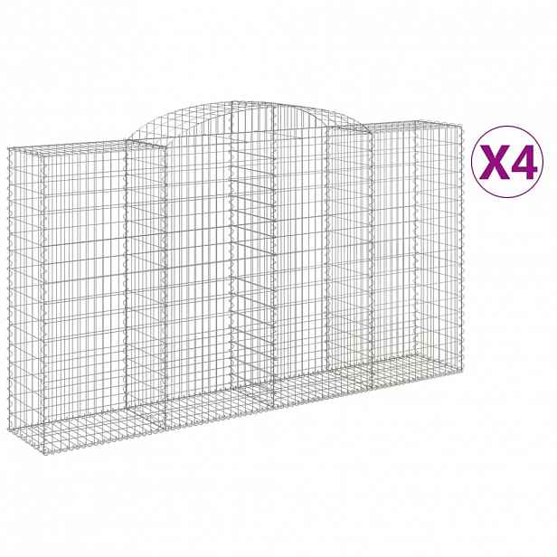vidaXL Klenuté gabionové koše 4 ks 300x50x160/180cm pozinkované železo